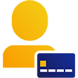 Human figure with a blue credit card.
