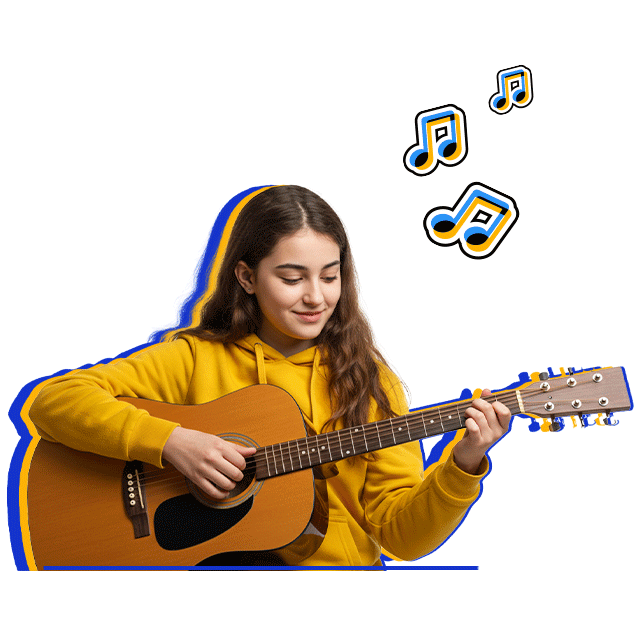 Person is playing the guitar